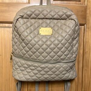 Bebe Tan Quilted Backpack with Gold Accents